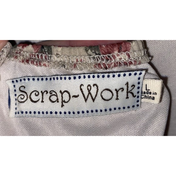 Scrap-Work Large Dress Lace Hem Brown Floral Scrap Work Romantic - Picture 7 of 11